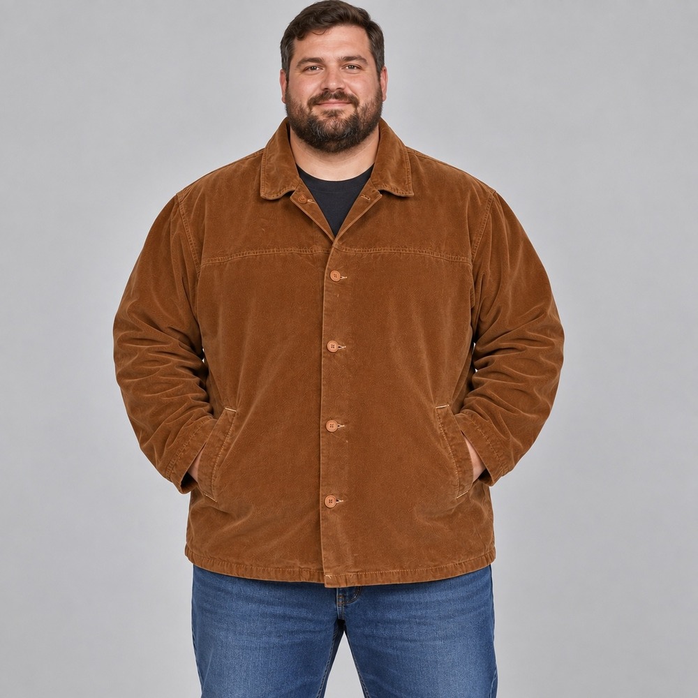 Standard Cloth Jacket Mens XXL Brown Corduroy Chore Cotton Coat Button Up Work